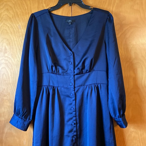 J Crew Midi Bottom Down Navy Blue Dress. Size 8 - Picture 5 of 16